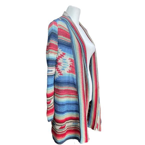 Polo Ralph Lauren Southwestern Open Cardigan Knit Sweater XS Aztec Linen Silk - Picture 8 of 10